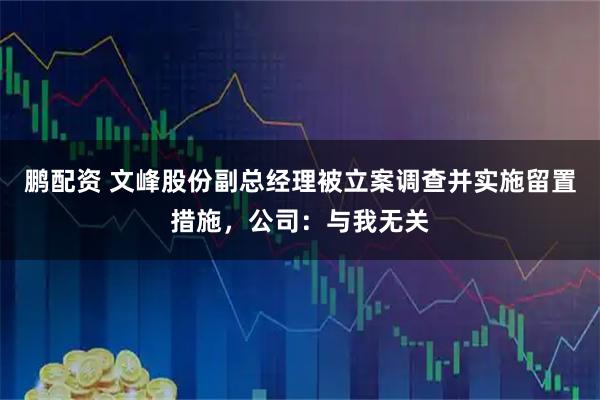 鹏配资 文峰股份副总经理被立案调查并实施留置措施，公司：与我无关