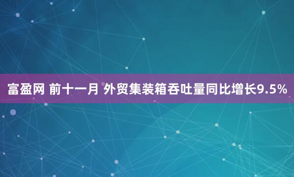 富盈网 前十一月 外贸集装箱吞吐量同比增长9.5%